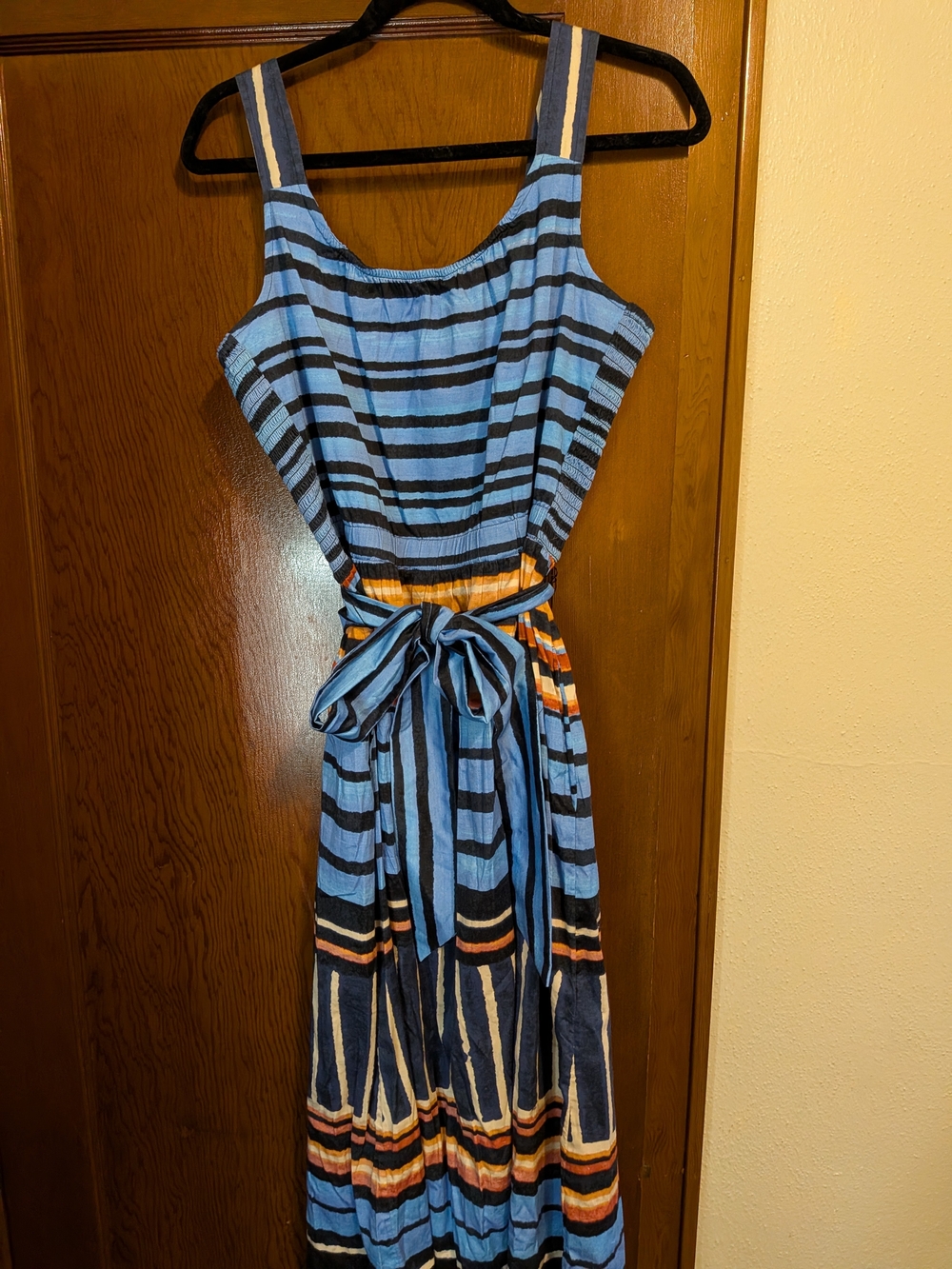 NIC+ZOE Multi-color Striped Sleeveless Maxi Dress Large Smocked Back NWT - Picture 4 of 14